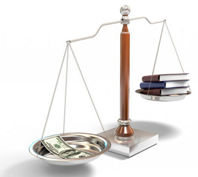 money-and-books-on-balance-scale