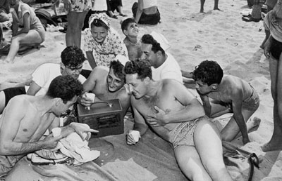 Beach Radio...A group of young people listening to a portable radio on the beach at Coney Island, New York, July 1947. (Photo by FPG/Hulton Archive/Getty Images)